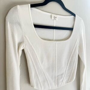 Wilfred Corset-Style Long Sleeve Crop Top